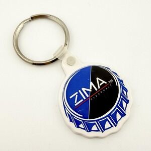 Vintage ZIMA CLEARMALT Keychain - Bottle Cap Liquor Advertising Alcohol Rubber C